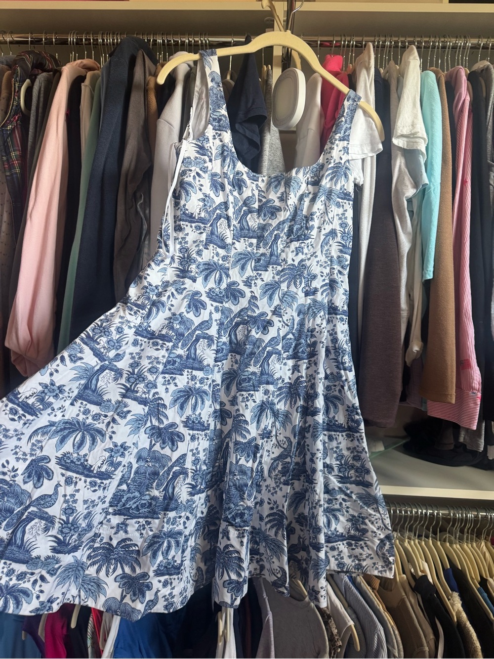 Staud Blue and White Tropical Print Sundress - Picture 2 of 3